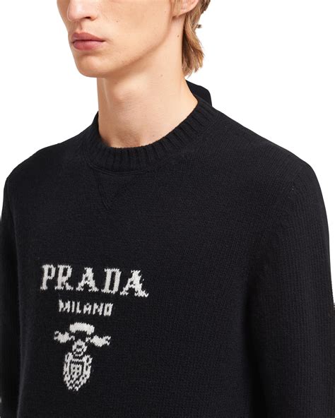 prada crew neck|Black Wool And Cashmere Crew.